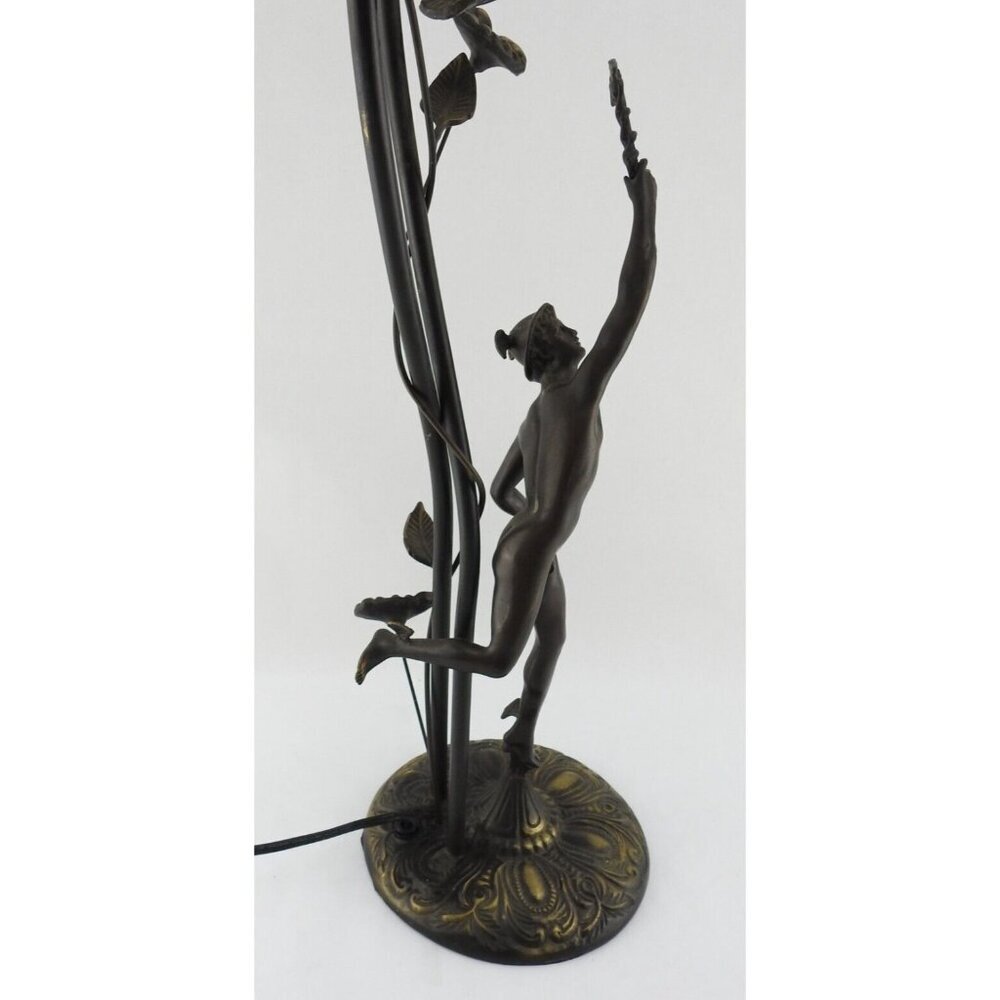 Bronze Figural Mercury Statue Lamp 23" T Floral Medical Staff - Picture 6 of 16
